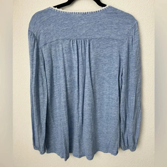 J McLaughlin Linen Blend Top Knit Long Sleeve Pullover Blouse Tassels Beach - Picture 2 of 6